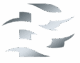 Logo abstrait en forme de lettre B composé de formes dynamiques à dégradé gris et blanc évoquant le mouvement.